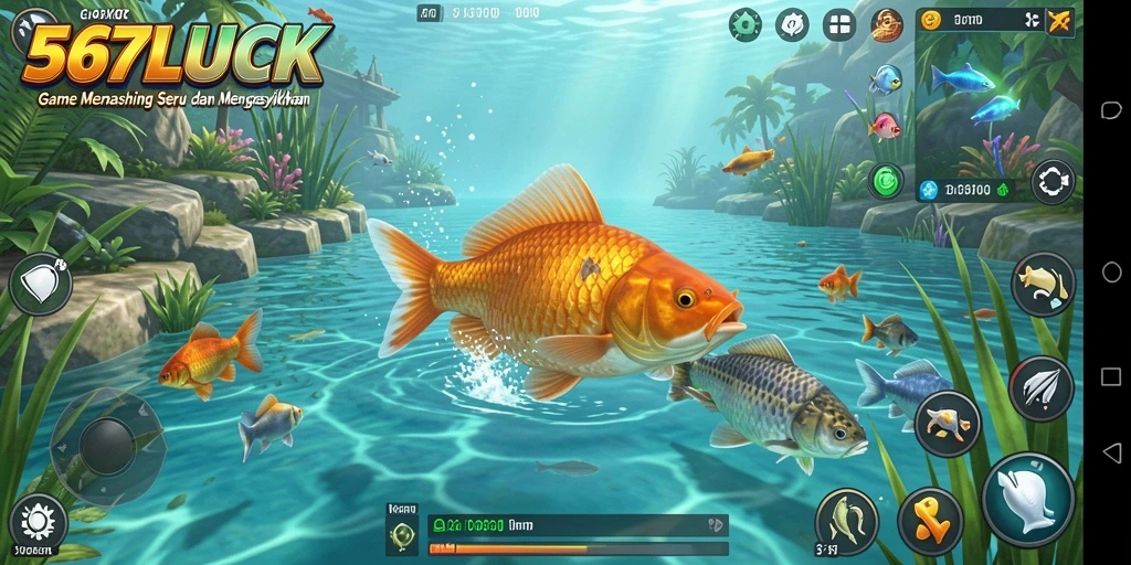 Tampilan seru gameplay memancing di 567LUCK dengan aksi menangkap ikan.