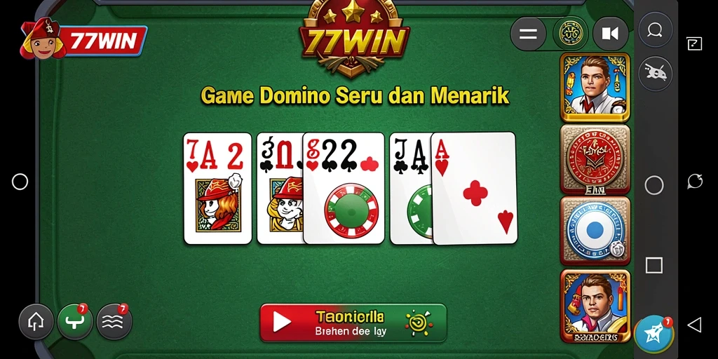 Screenshot gameplay 77WIN menampilkan keseruan bermain Domino.