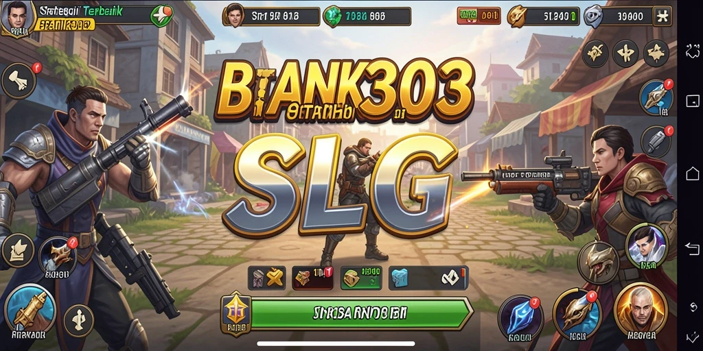 Screenshot utama BANK303 yang menunjukkan aksi strategis dalam gameplay SLG.