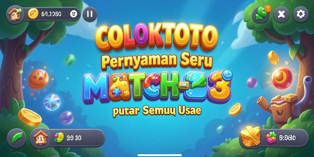 Screenshot utama gameplay COLOKTOTO menampilkan kombinasi batu permata berwarna-warni.