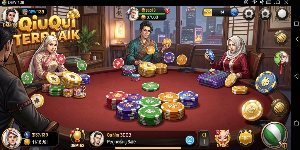 Tampilan seru gameplay QiuQiu di DEWI138.