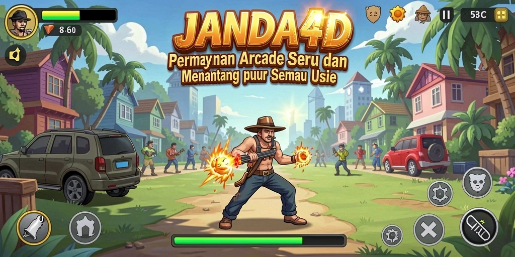 Tampilan gameplay seru dalam JANDA4D dengan karakter yang menantang.