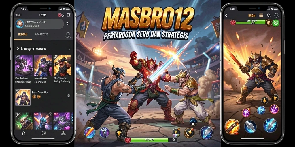 Tangkapan layar utama dari MASBRO12 menampilkan pertarungan yang mendebarkan.
