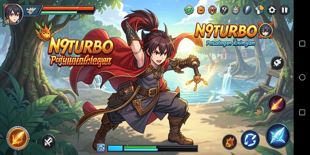 Tampilan gameplay seru dan karakter anime yang unik di N9TURBO.