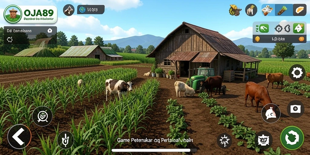 Screenshot permainan OJA89 menampilkan aktivitas berkebun yang seru.
