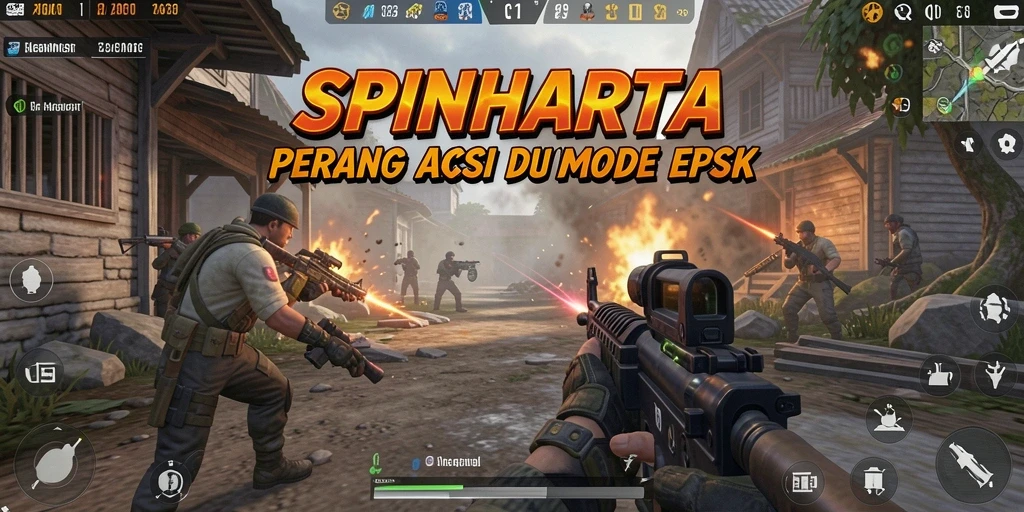 Screenshot aksi mendebarkan di SPINHARTA menunjukkan gameplay intens.