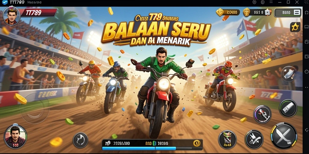 Tangkapan layar utama TT789 menampilkan aksi balapan yang mendebarkan.