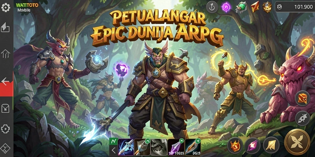 Tampilan dinamis dari gameplay ARPG di WATITOTO.
